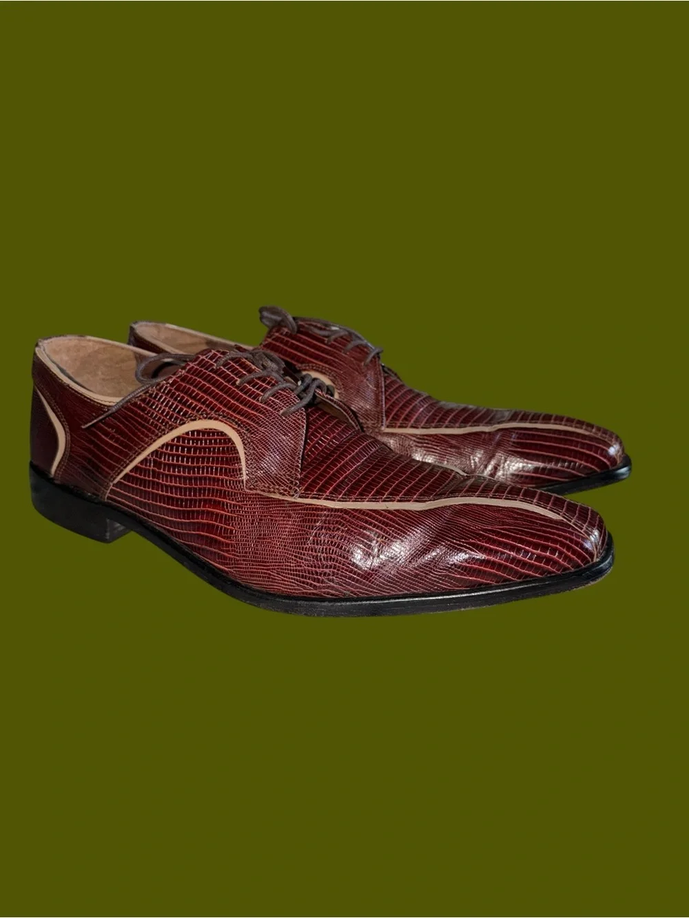 Vintage Y2K Stacy Adams Men's Size 13 Brown Leather Croc Square Toe Dress Shoes